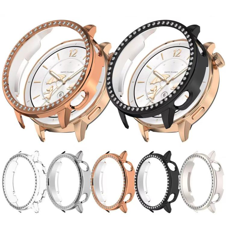 For OnePlus Watch 3 43mm Single Row Diamond Half Coverage Hollow PC Watch Protective Cover(Glossy Starlight Color) by bashfashion