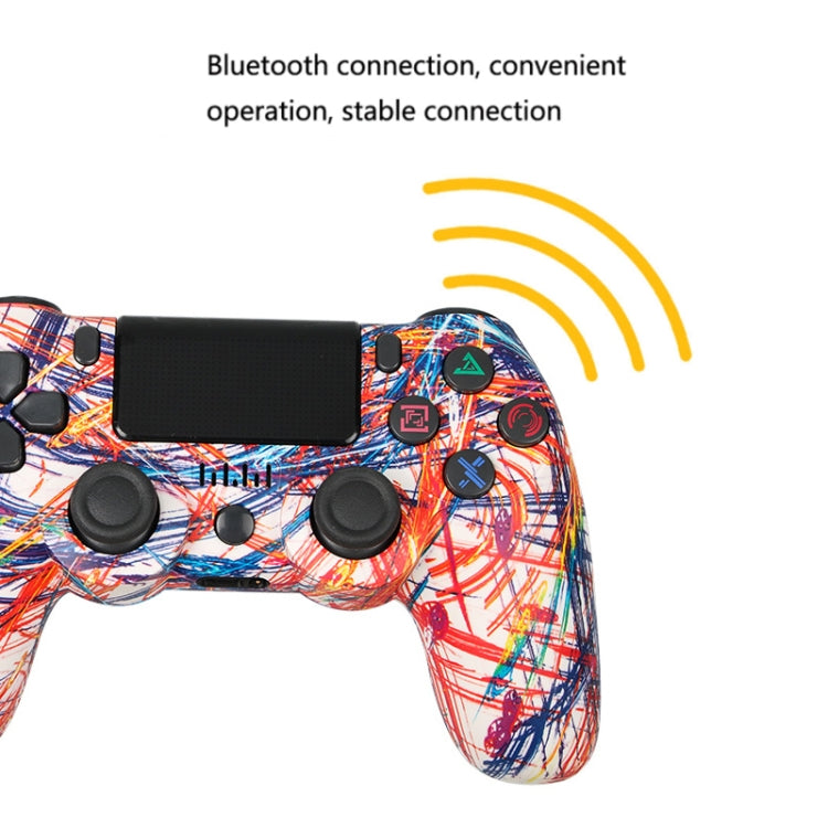 For PS4 Wireless Bluetooth Game Controller With Light Strip Dual Vibration Game Handle(Star Red) by bashfashion
