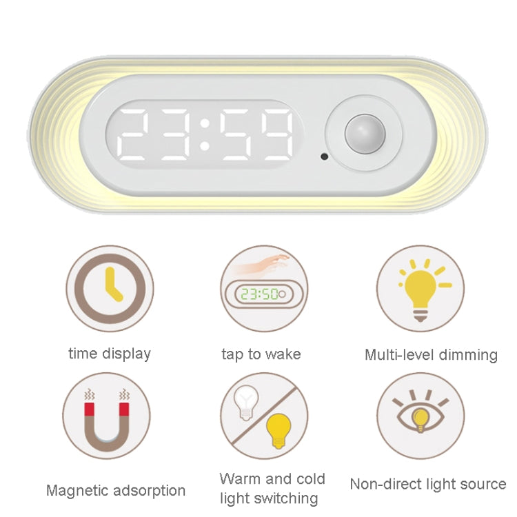 D05 Smart Induction Magnetic Night Light with Time Display,Spec: Knob Dimming by bashfashion