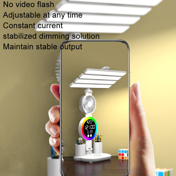 4 Heads Horizontal LED Eye-Care Table Lamp Children Study Desktop Reading Light With Pen Holder, Style: Clock Rechargeable 2000mAh by bashfashion