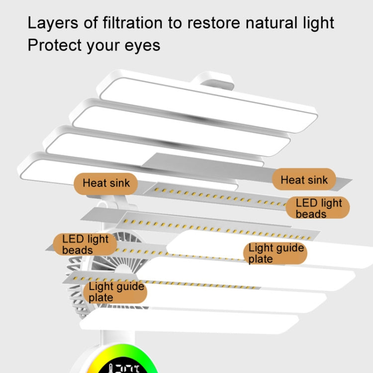 4 Heads Horizontal LED Eye-Care Table Lamp Children Study Desktop Reading Light With Pen Holder, Style: Clock Rechargeable 2000mAh by bashfashion