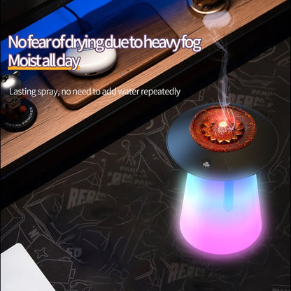 HX126 Sound Pickup RGB Light Volcano Humidifier Simulated Flame Aromatherapy Machine, Color: White by bashfashion