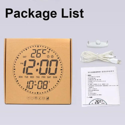 Wifi App Control LED Digital Wall Clock With RGB Light Multi-Functional Alarm Clock(Black Shell Black Surface) by bashfashion