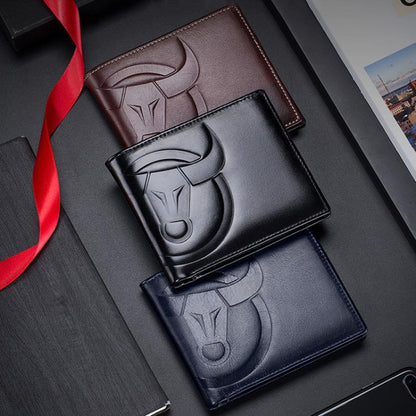 BULL CAPTAIN 0203 RFID Anti-theft Top-layer Cowhide Multiple Card Slots Wallet(Black Horizontal) by BULL CAPTAIN