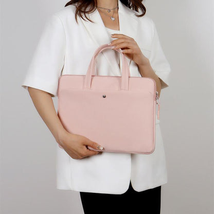 15-15.6inch Universal Laptop Bag Briefcase Multifunctional Shockproof Computer Bag, Color: Beige by bashfashion
