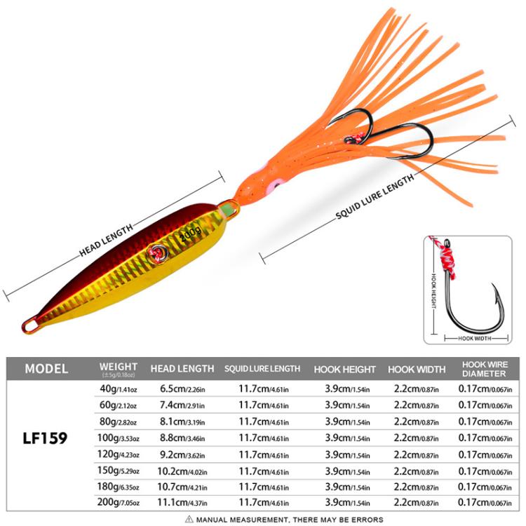 60G PROBEROS LF159 Luminous Bearded Squid Hook Slow Cranking Road Runner Iron Plate Bionic False Bait(B) by PROBEROS