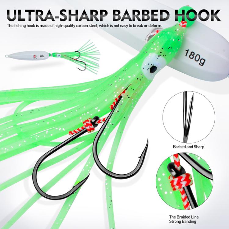 80G PROBEROS LF159 Luminous Bearded Squid Hook Slow Cranking Road Runner Iron Plate Bionic False Bait(E) by PROBEROS
