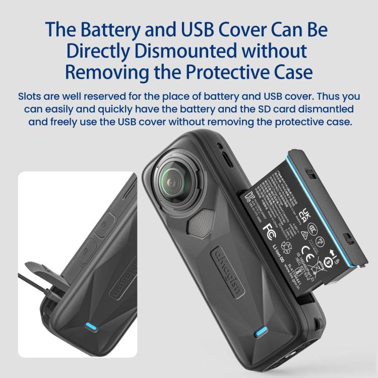 aMagisn Body Case For Insta360 X5 Action Camera Protective Accessories Black by aMagisn