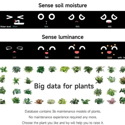 Smart Plant Pot With Multi-Sensors WiFi Plant Monitor With 2-Inch Screen Compatible With Mi/Tuya Home Ecosystem(Purple) by bashfashion